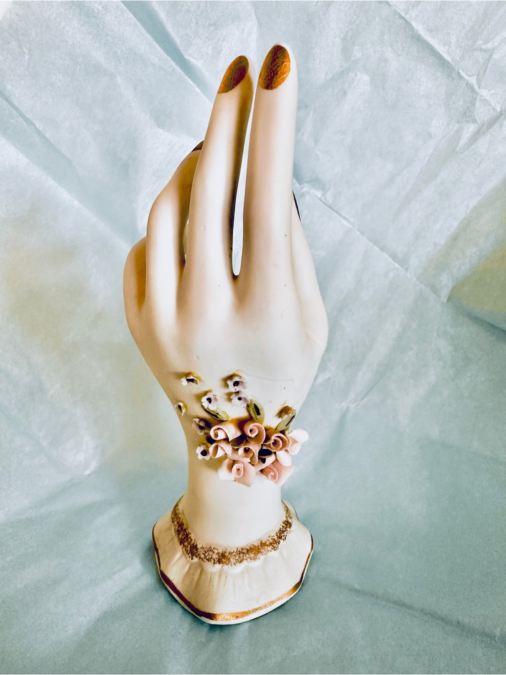 Vintage Bud Vase, Bridal Bouquet-Floral Porcelain Pink Floral -gold gilt RARE